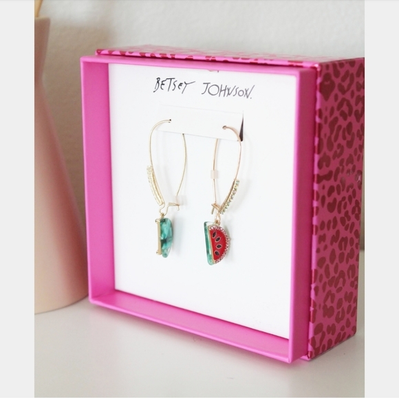 NWB BETSEY JOHNSON WATERMELON DROP EARRINGS - Picture 2 of 4
